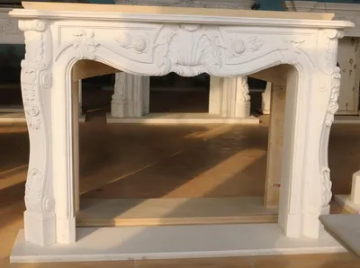 Zdjęcie produktu dla Casa Padrino marmurowy kominek w stylu barokowym biały 184 x wys. 133 cm