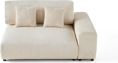Image de Lisa Design Garance - module d'assise 2 places avec accoudoir droit - en velours côtelé , Beige