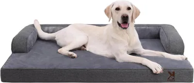 Immagine prodotto di Cuccia ortopedica per cani - Divano per animali domestici - Sonno confortevole - Copertura impermeabile e removibile - 104x68x17 cm - Grigio scuro