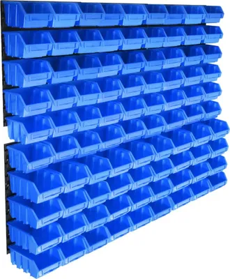 Image de Kit de bacs de stockage avec panneaux muraux 96 pcs Bleu