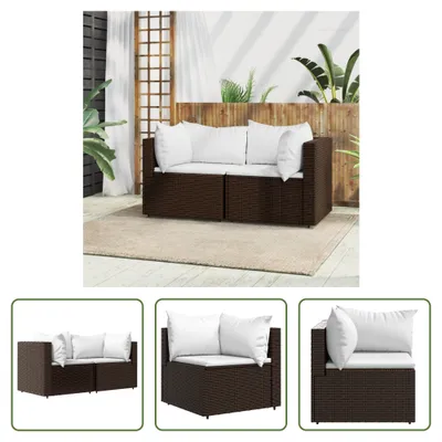 Produktbild von The Living Store Garten-Ecksofas mit Kissen 2 Stk. Braun Poly Rattan