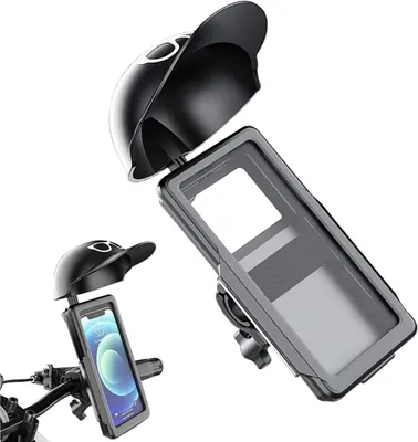 Immagine prodotto di Supporto per telefono per scooter - Supporto per telefono per bicicletta - Navigazione sicura - Visiera parasole regolabile - 20 x 118 x 9 cm - Nero