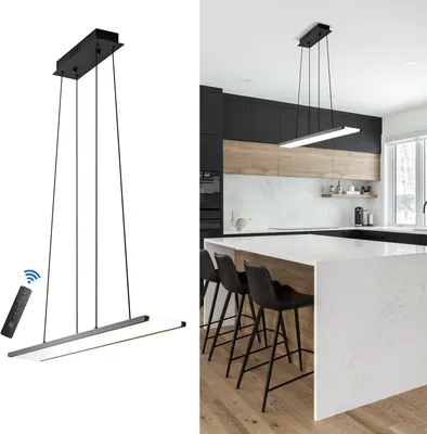 Produktbild von Moderne LED-Hängelampe, dimmbar, mit Fernbedienung, 95x13 cm, schwarz