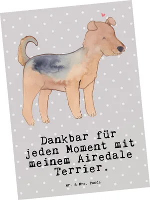 Produktbild von Mr. & Mrs. Panda Postkarte Airedale Terrier Moment - Grau Pastell - Geschenk, Postkarten, einzelkarte, Fotokarte, Ansichtskarte, bildkarte