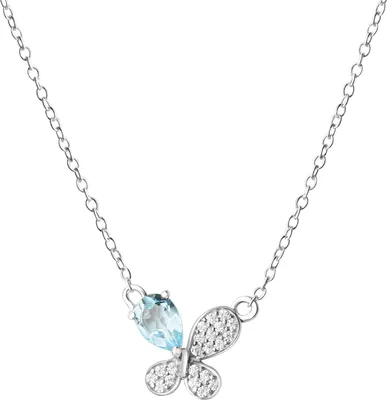 Produktbild von V Collier 925/- Sterling Silber 42+3cm weiß Blautopas blau 358250361