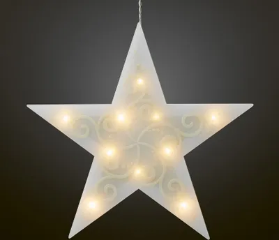 Produktbild von LED Stern Deko beleuchtet Weihnachten Winter 10 LED warmweiß Saugnapf Batterie
