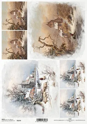Produktbild von ITD Reispapier Decoupage Bastelpapier Serviettentechnik-R2270 Vintage-Ansichten, Landschaft