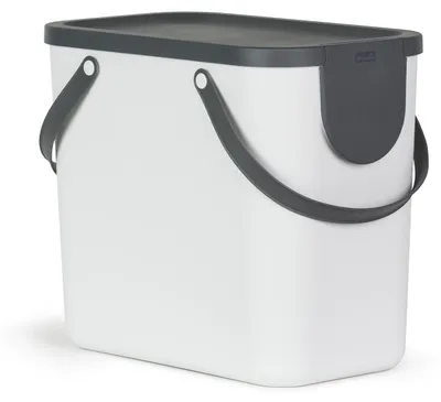 Produktbild von Rotho Mülltrennsystem 25L Albula - Mülleimer 40,0 x 23,5 x 34,0 cm - Abfalleimer Kunststoff mit Griffen - Müllbehälter mit Deckel und Aufklebern