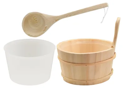 Produktbild von HAF Saunakübel Set Espe 4 Liter + Einsatz und Kelle | Feuchtigkeitsresistenter Kübel | Hochwertiges Sauna Zubehör | Qualität:  Germany
