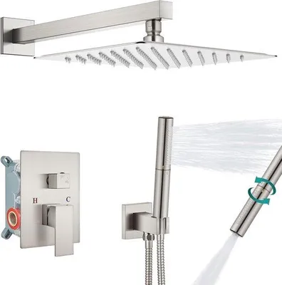 Produktbild von Famanu Duschsystem 2-in-1 mit Regen- und Handdusche - Hochdruck