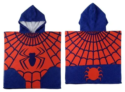 Produktbild von Spiderman-Poncho für Jungen und Mädchen – Spiderman-Kinderponcho mit Kapuze und