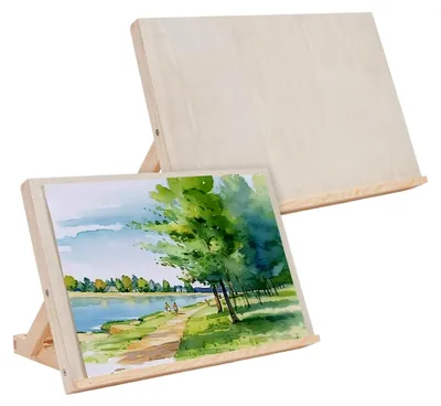Produktbild von 2er Set 33x23cm Verstellbare Tischstaffelei aus Weißem Holz mit 3 Einstellwinkeln für Kunstprojekte und Heimwerkerarbeiten