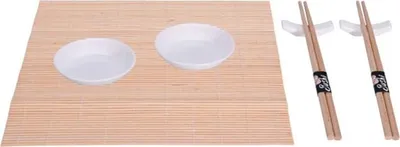 Immagine prodotto di Set da sushi in porcellana / bambù da 7 pezzi bianco - 8719987588082