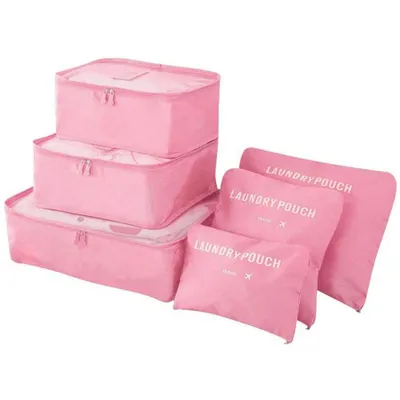 Produktbild von Gep?ck Organizer, 6-in-1-Set Koffer Organizer umfassen 3 * Packwürfel und 3 * Aufbewahrungsbeutel, Reise Kleidertaschen für Kleidung Schuhe Unterw?sche Kosmetik