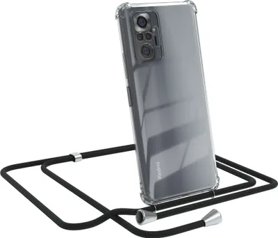 Produktbild von EAZY CASE Handykette kompatibel mit Xiaomi Redmi Note 10 Pro, Handyhülle mit Umhängeband, Handykordel, Schutzhülle Clear, Band in Schwarz