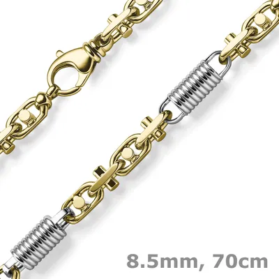 Produktbild von 8,5mm Monte Carlo Kette Halskette 750 Gold Gelbgold Weißgold massiv bicolor 70cm