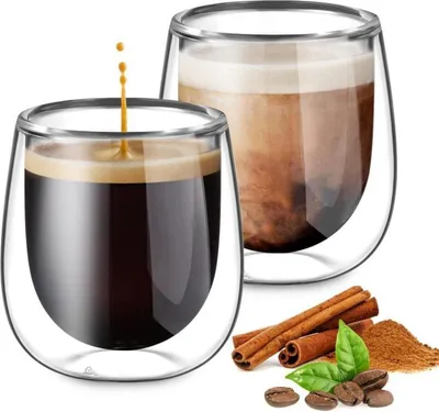 Obrázok produktu pre Dvojstenné šálky na espresso 100 ml z borosilikátového skla sada 2 ks