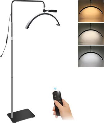 Produktbild von Andoer HD-M6X Pro 36W Halbmondlicht Stehlampe Fuelllicht 3200K-5600K Dimmbar mit 180cm/ 70.9in Metalllichtstativ Telefonhalter Fernbedienung fuer Schoenheitssalon Make-up Live-Streaming Nachttischlicht