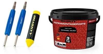 Produktbild von HASKYY Reifenmontage 3kg Paste Schwarz Reifenkreide 2x Ventileindreher