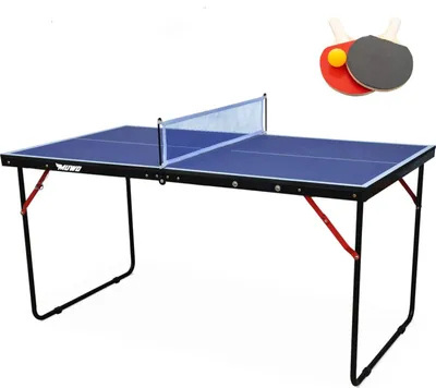 Produktbild von MUWO Indoor faltbare Mini Tischtennisplatte 137 x 76 cm inkl. Netz, 2 Schlägern & Ball – Kompakt, tragbar & spielbereit ohne Montage blau | MW-98