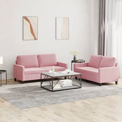 Image de Maison Exclusive - Ensemble de canapé 2 pièces avec coussins en velours rose
