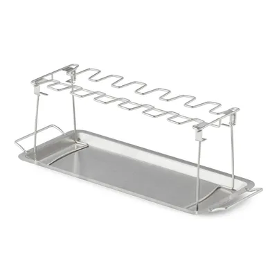 Produktbild von Edelstahl Hähnchenschenkelhalter für 14 Hähnchenkeulen, Grillgestell und Schale,für BBQ, Grillen und Braten