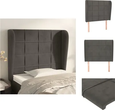 Produktbild von vidaXL Kopfteil mit Ohren Dunkelgrau 93x23x118/128 cm Samt -  Kopf- & Fußenden