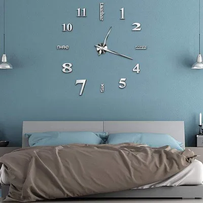 Productafbeelding van 3D DIY wandklok, moderne grote wandklok, zelfklevend, acryl klok met stille mozaïektechniek, geschikt voor woonkamer, slaapkamer, kantoor