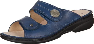 Produktbild von Finn Comfort Damen Komfort Pantoletten Leder Blau 43 EU für orthopädische Einlagen, Handnaht, luftig
