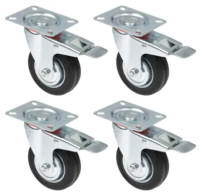 Schwerlastrollen aus Vollgummi 4er Set HMF 6790 100 mm Schwarz