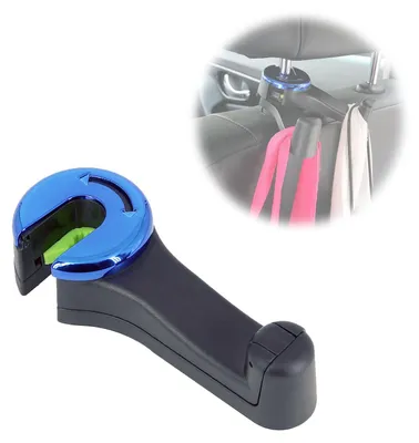 Imagen del producto de Soporte para reposacabezas de coche 2 en 1, con soporte para teléfono móvil y gancho de 360°, ideal para bolsos y carteras