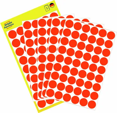 Produktbild von Avery Zweckform 3147, Markierungspunkte, ? 12 mm, 270 Markierungspunkte / 5 Bögen, neonrot