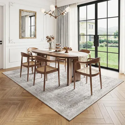 Obrázek produktu pro Šedý vintage koberec, rozměry 120x170 cm, lze prát, obdélníkový
