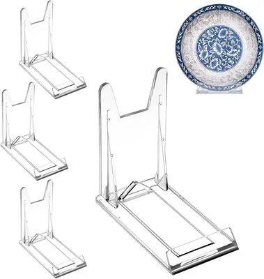 Produktbild von 4-teilige Acrylständer als Tellerhalter, Tellerständer und Buchaufsteller
