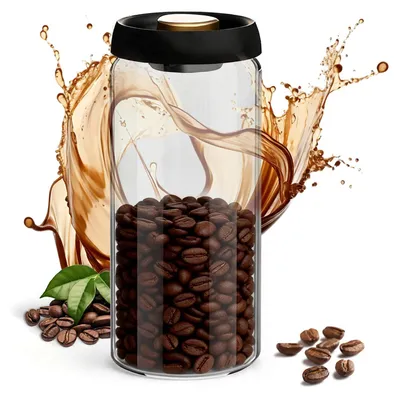 Kaffeebehälter 1800 ml, Borosilikatglas, luftdicht mit CO2-Ventil