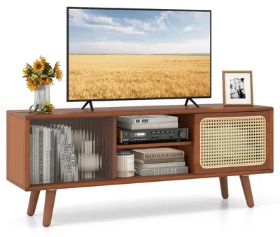 TV-Kasten aus Bambus, 120,5x31x45,5 cm, bis 55 Zoll, braun