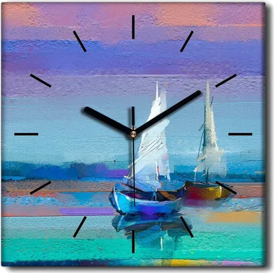 Produktbild von Coloray Uhr auf Leinwand 30x30 cm Wand Uhr Dekoration Wohnzimmer Segeltuch schwarze Hände -Wasser-Wasserhimmel
