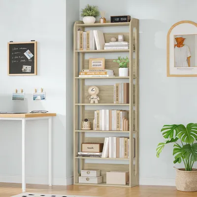 Immagine prodotto di Libreria a colonna, 7 ripiani, dimensioni 24 x 60 x 182 cm, finitura effetto legno noce