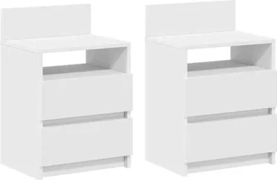 Image de Tables de chevet 2 pcs avec 2 tiroirs blanc 40x33x60 cm