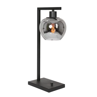 Produktbild von Steinhauer Tischleuchte Lotus 1-flammig Schwarz Matt/ Rauchglas 14x20cm