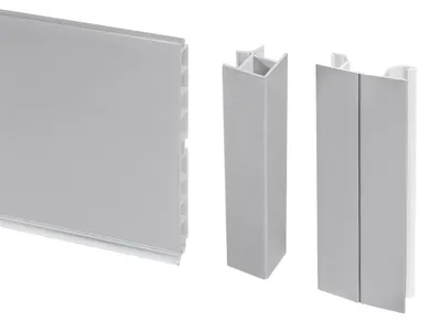 Image de Kit de plinthes de cuisine Plasline avec accessoires union, H 100 mm, Anodisé satiné