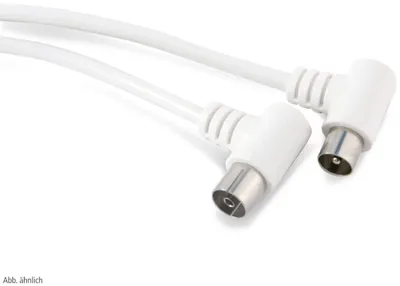 Produktbild von S/CONN maximum connectivity Antennenkabel, 100% geschirmt, Koax-Stecker Winkel auf Koax-Kupplung Winkel, BK-tauglich, > 80 dB, weiß, 2,5m (80083-32)