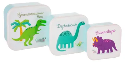 3er-Set Dinosaurier Lunchboxen, Kunststoff, tragbar, spülmaschinengeeignet