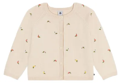 Produktbild von Pe Bateau Strickjacke für Kinder aus Wolle und Baumwolle mit gestickten Motiven,