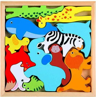 Zdjęcie produktu dla Drewniane puzzle - Zwierzęta z zoo