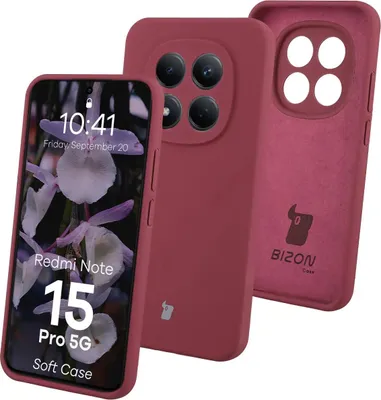 Produktbild von Silikon Handyhülle für Xiaomi Redmi Note 15 Pro 5G, Bizon Soft Case, Pflaumenfarbe