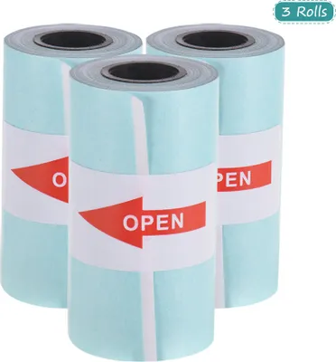 Produktbild von Aibecy 3 rolky 50 * 30 mm lepiaceho termálneho papiera Pasteable Blue Samolepiace nálepky pre termálnu tlačiareň Peripage A6 / A8 / P6 Paperang P1 / P2