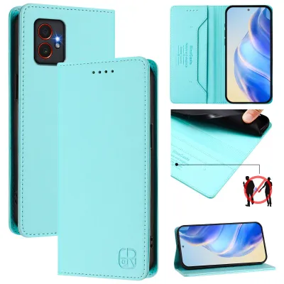 Image de Etui en cuir pour Samsung Galaxy XCover7 Pro, étui à rabat avec fentes pour cartes, portefeuille et support Turquoise