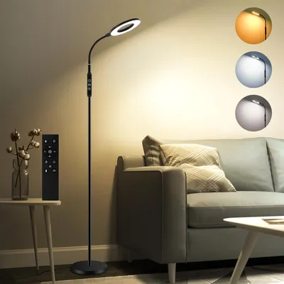LED-Vloerlamp, Standleuchte, 3 Farben, 5 Helligkeiten, Touch, Timer, Schwarz