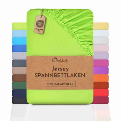 Produktbild von Jersey Spannbettlaken Spannbetttuch, 100% Baumwolle, 120x200cm, Apfel grün